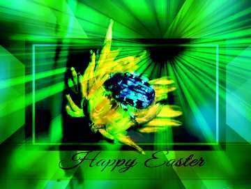FX №189299  Beetle on flower Inscription Happy Easter on Background with Rays of sunlight powerpoint website...