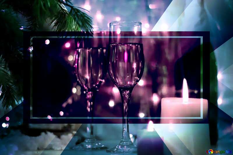 New Year in bright colors wine glass frame card Infographic Template №24687