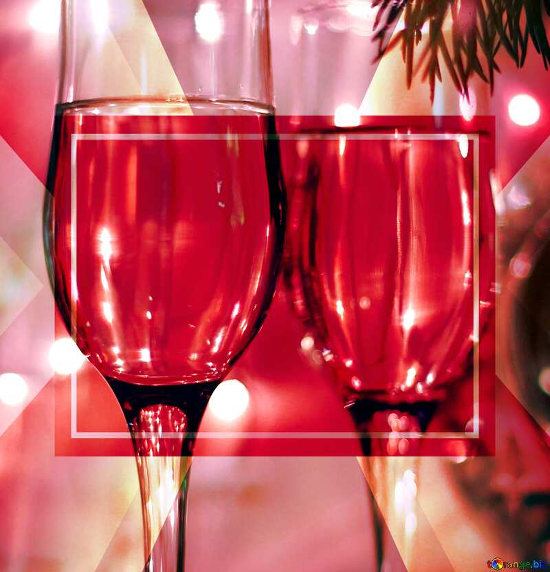 Happy new year wine glass frame card red Banner Template Infographic №24686