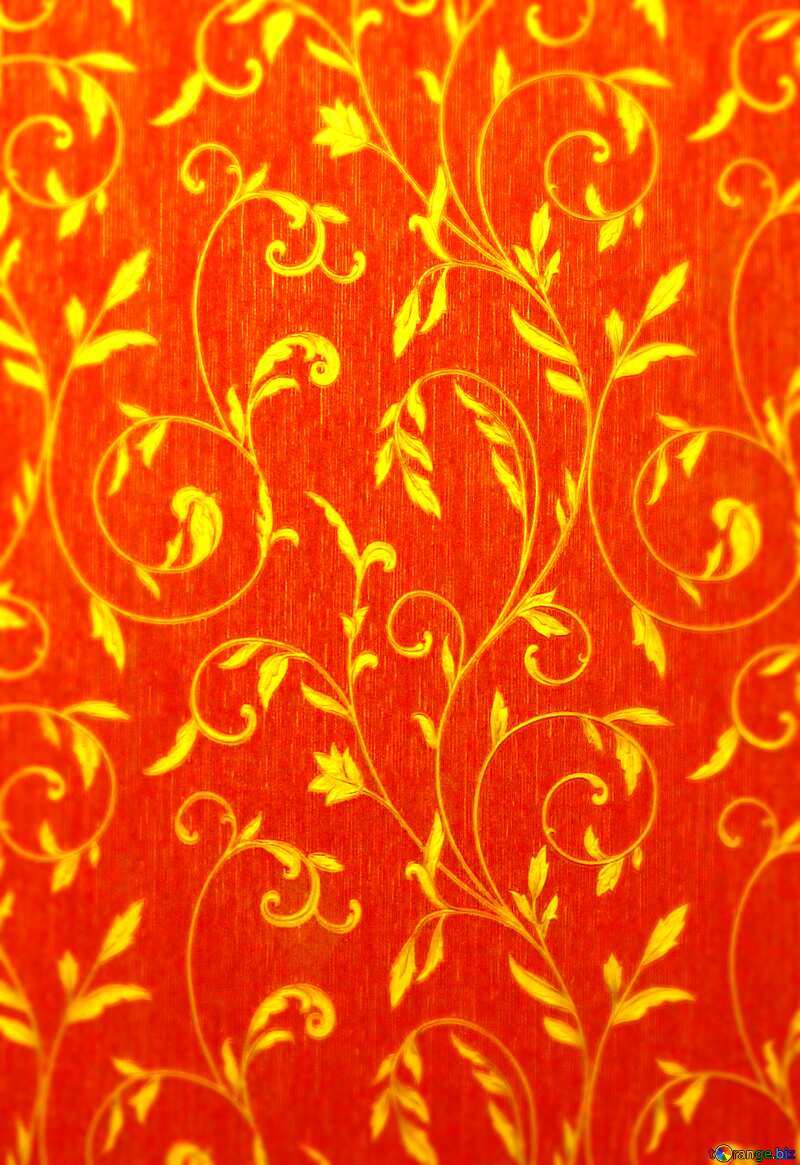 Gold pattern on red wallpaper №36317