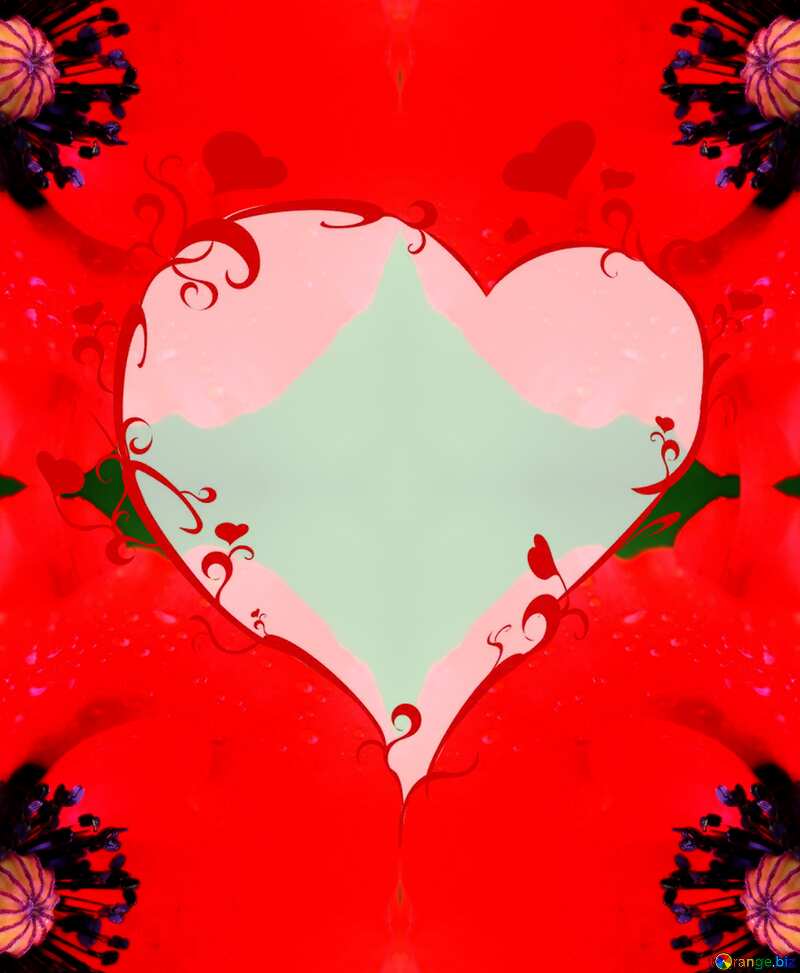 Poppy flower heart frame №34258