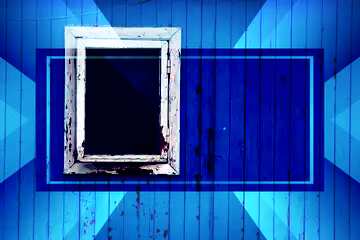 FX №190721 Window on the blue wooden wall texture powerpoint website infographic template banner layout design ...