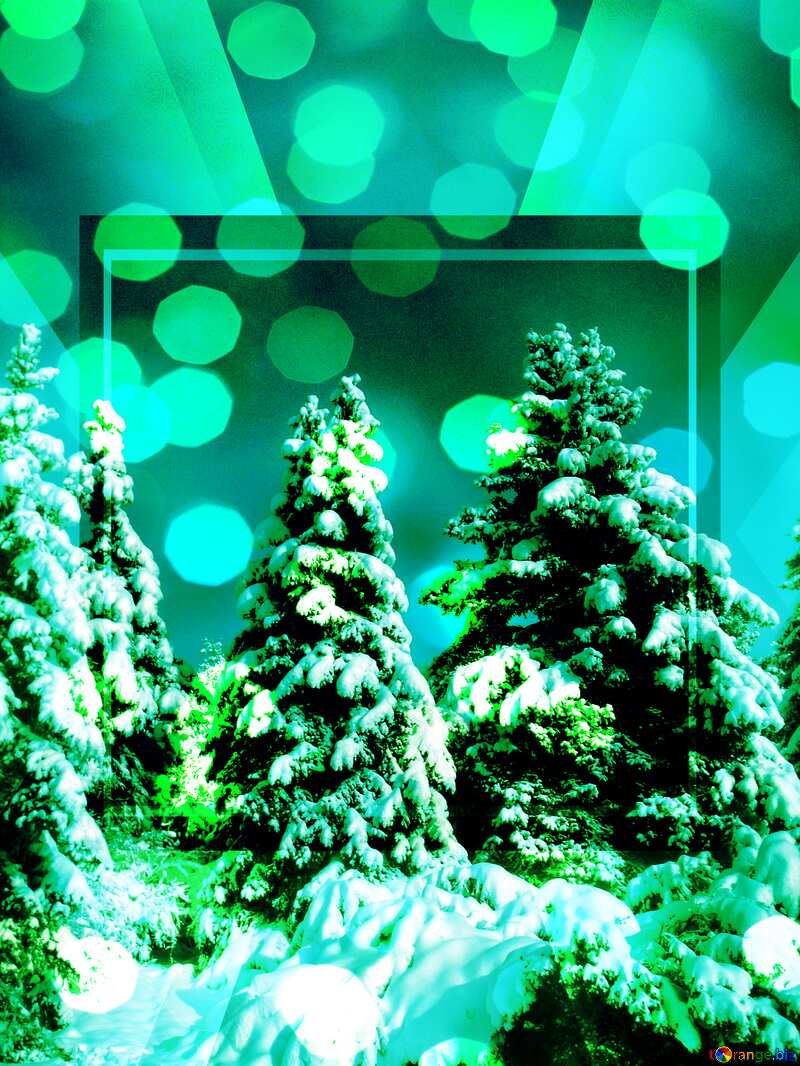  Green Tree Snow sun Layout card Template №10576