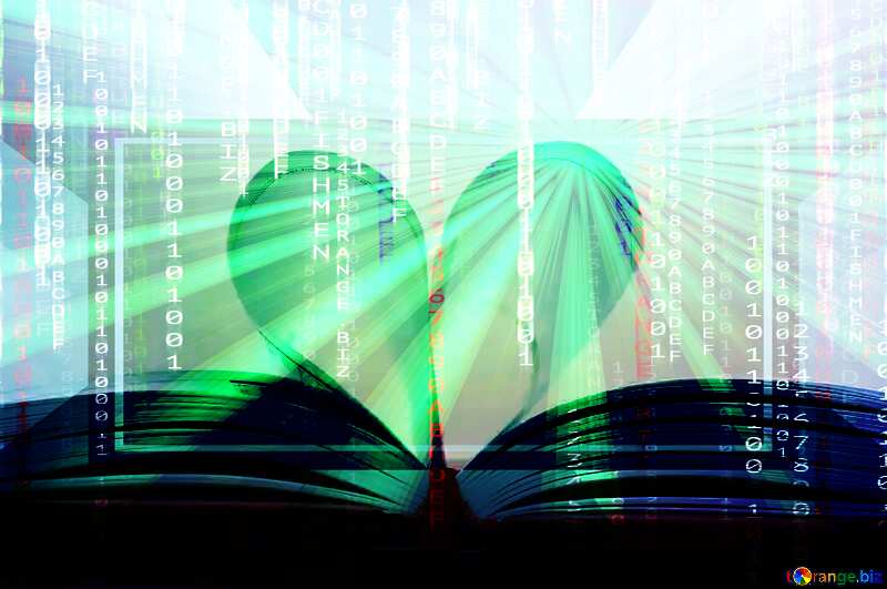  Heart of books Digital matrix style background overlay Rays of sunlight Template №16081