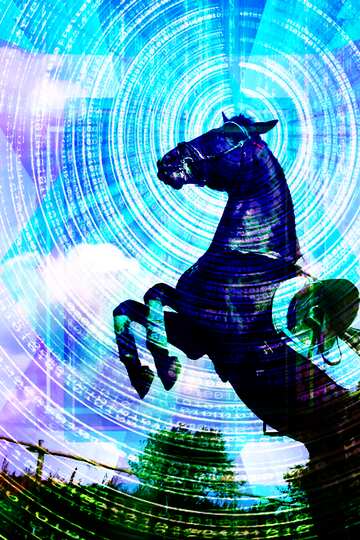 FX №191707  Horse dance on Technology Futuristic background Template