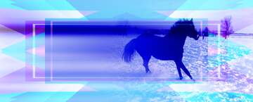 FX №191589  winter Horse background Frame Banner Blue Template