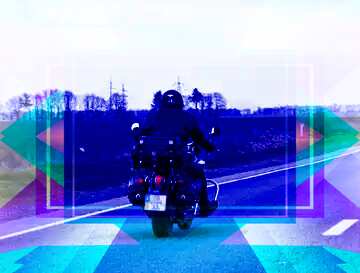 FX №191453 Motorcycle on the road Blank Blue Banner Business Design Frame Template
