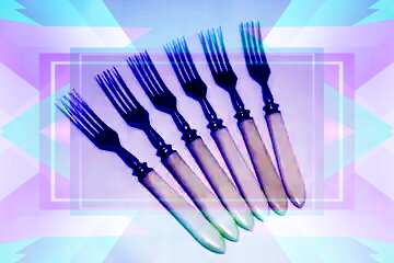 FX №191994 Six old forks. Design Forks Frame Template