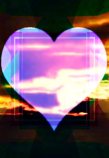 FX №191684  Love Heart Sunset card background Template Blank