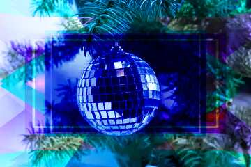 FX №191248 Mirror ball at tree. christmas template frame