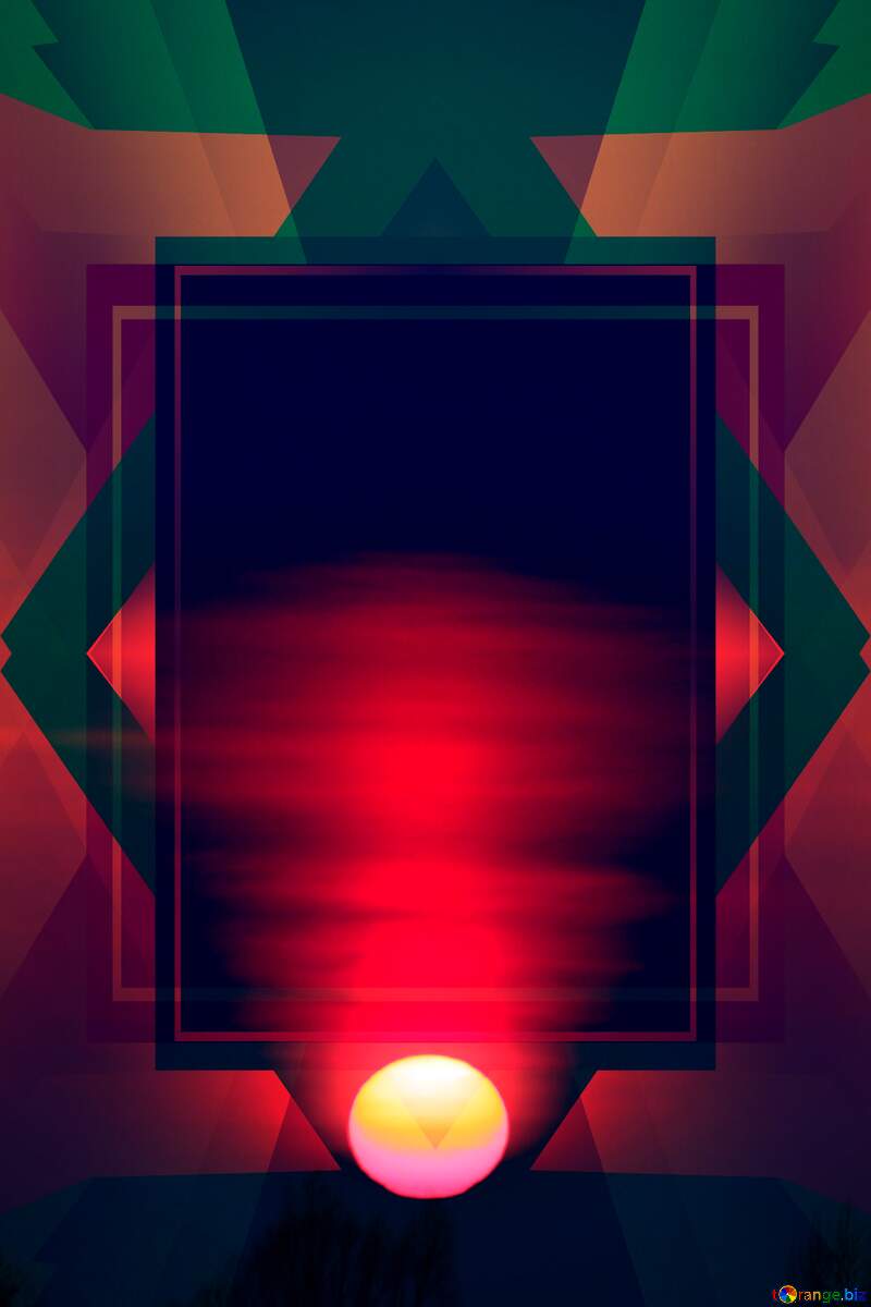 Red Sunset. Background. Design Frame Template №1334