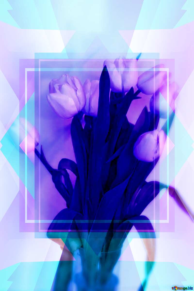 Tulips. Bouquet Pastel Colors Design Frame Template №951