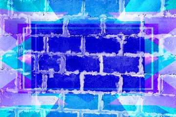 FX №192051 Cinder block wall texture Design Frame Blue Blank Template