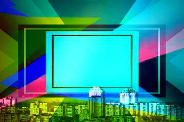 FX №192694 City rainbow Colorful illustration template frame responsive