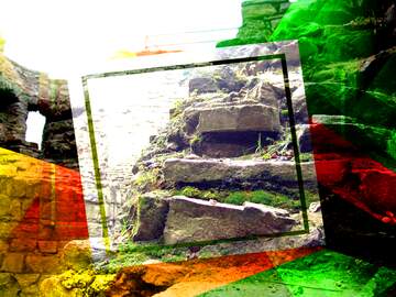 FX №192768 A ruined stone wall on the ruins of the ancient castle Creative abstract Geometrical Future Trend...