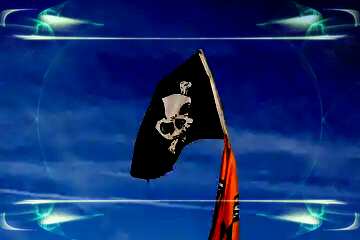 FX №192503 Black pirate flag Template background for the label. Space background.