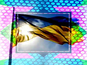 FX №192180  Ukraine flag Template Frame Background Colorful geometric template frame Steel hole metal grill