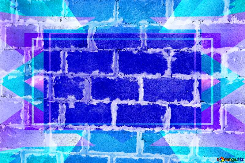 Cinder block wall texture Design Frame Blue Blank Template №810