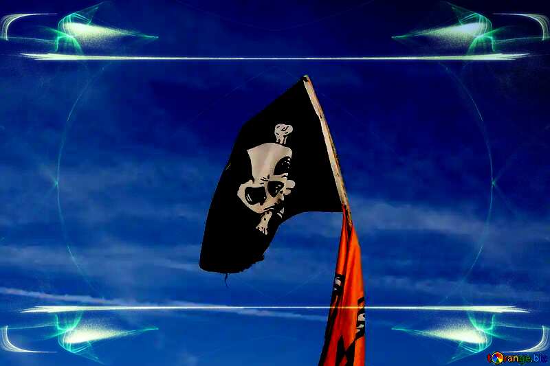 Black pirate flag Template background for the label. Space background. №2279