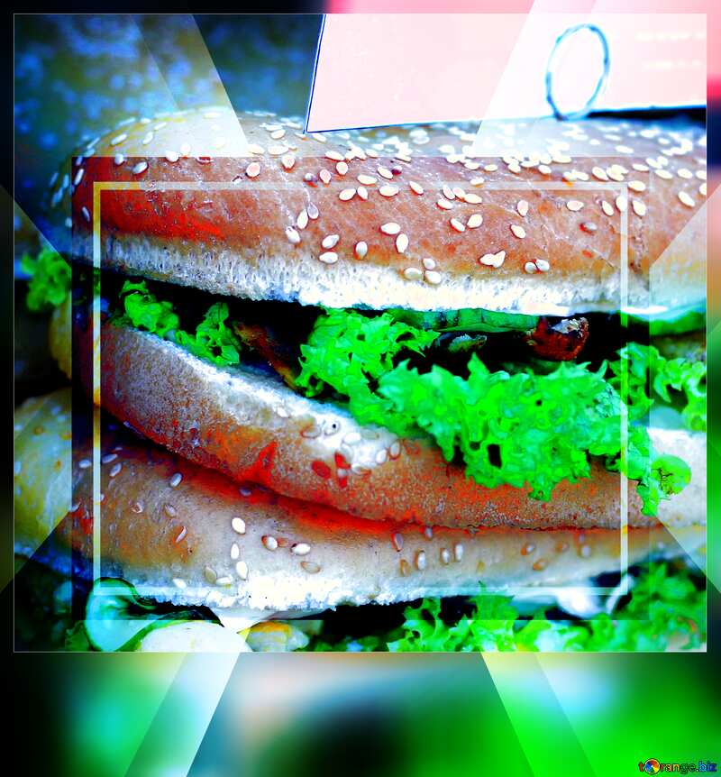 Sandwich with salad frame blank card №47430
