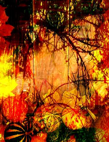 FX №193597 Autumn background with pumpkins Spooky forest