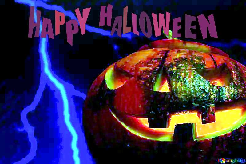 happy halloween pumpkin lightning background №46185