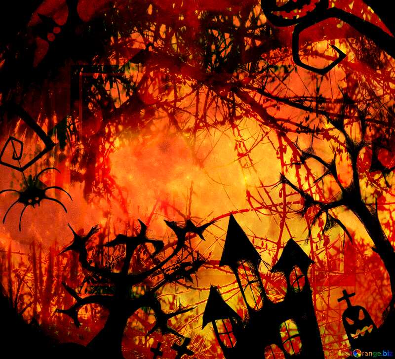 Halloween template moon  scary forest №40469