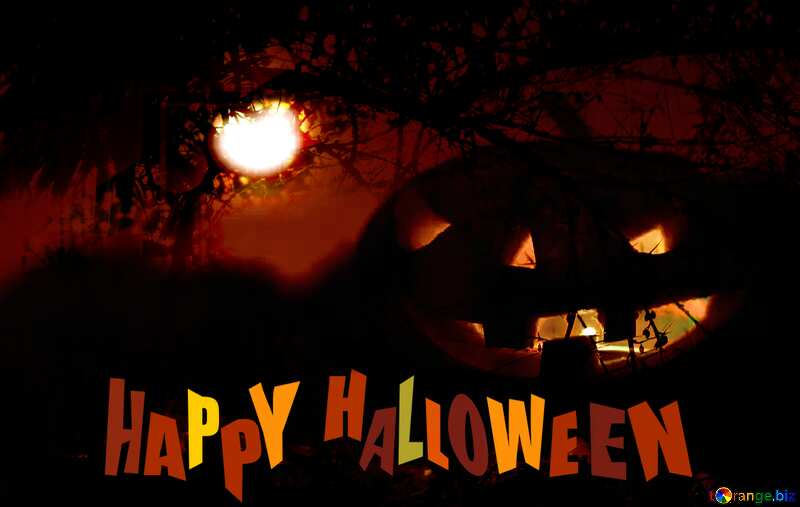 happy halloween pumpkin background moon №46171