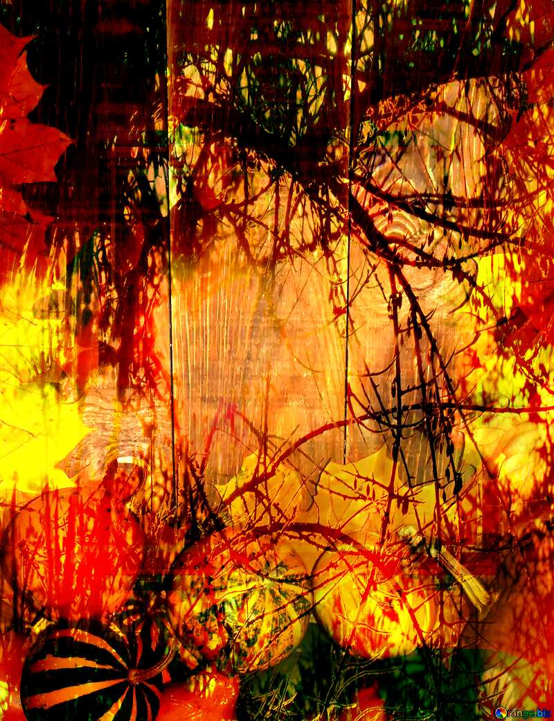 Autumn background with pumpkins Spooky forest №35227