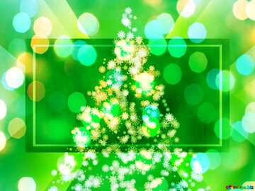 FX №194681 Christmas tree with defocused lights. Green background