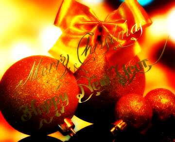 FX №194900 Christmas balls with reflection lettering merry Christmas and happy new year gold