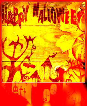 FX №194184 Autumn background with pumpkins Clipart Happy Halloween dark old frame Card