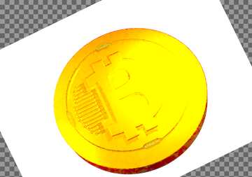 FX №194587 Bitcoin light  gold coin isolated