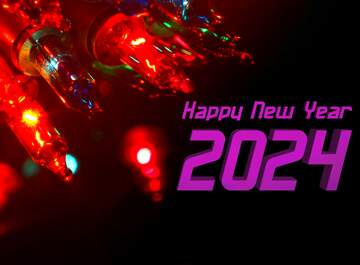 FX №194104 happy new year 2024 Christmas lights red  Background