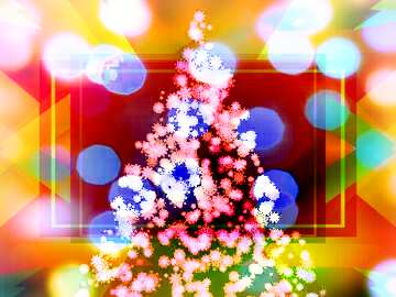 FX №194609 Abstract winter blue background, with lights, snowflakes and Christmas tree, illustration