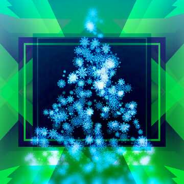FX №194674 Christmas tree snowflakes template frame blur