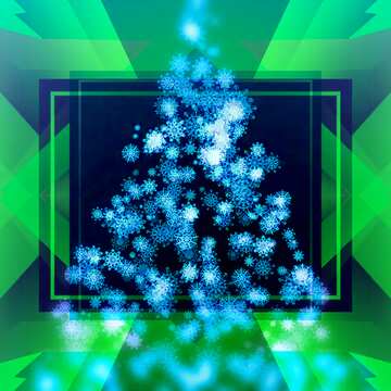 FX №194693 Christmas Tree made of snowflakes Winter Greeting Card.