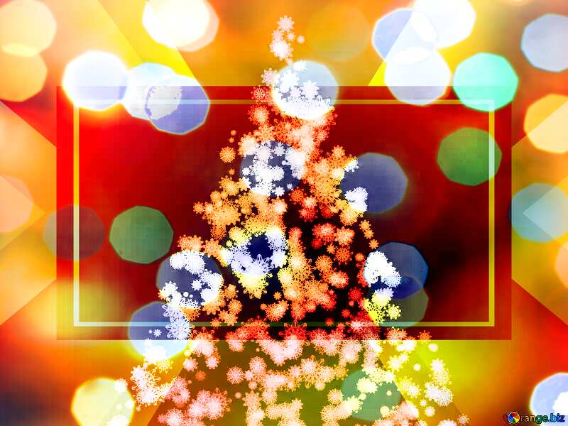 White snowflake Christmas tree on green background. Christmas bokeh card №40736