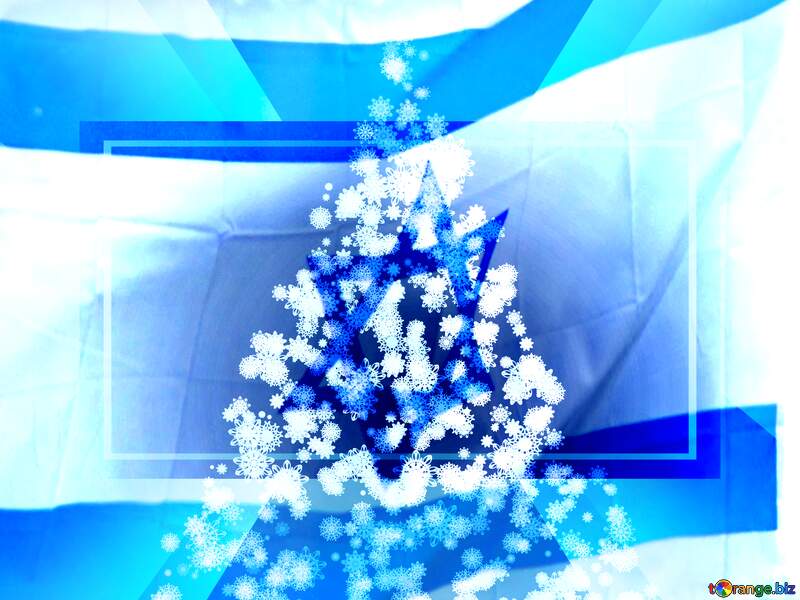 Abstract Christmas card with snowflakes and place foe text. Israel flag №40736