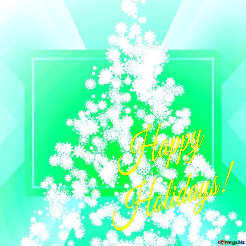 Clipart Christmas tree green snowflakes Inscription Happy Holidays №40736