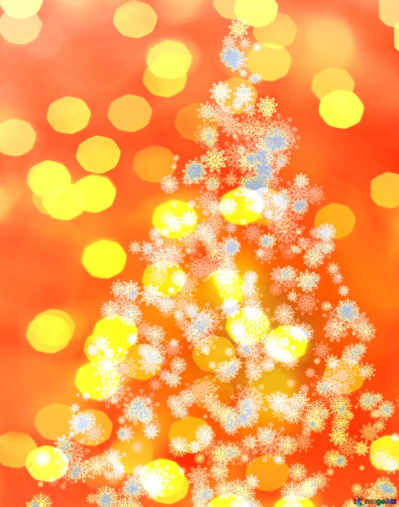 We wish you a very Merry Christmas, greeting card.  Backdrop banner on bokeh  with snow and snowflakes tree illustration. №40736