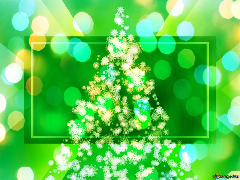 Christmas tree with defocused lights. Green background №40736