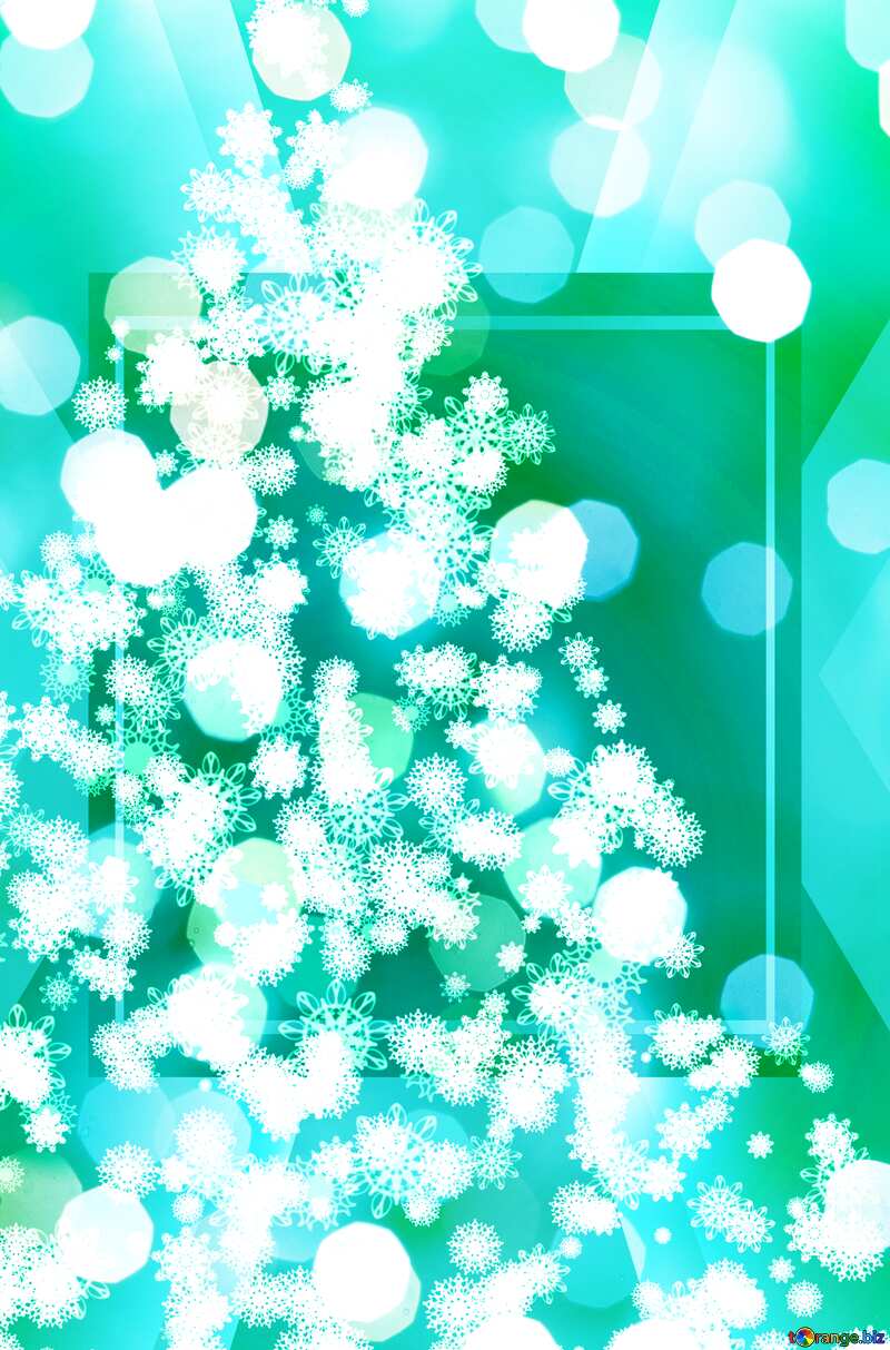 Merry Christmas and new year frame. Christmas snow,  snowflakes and green Christmas tree.  Clipart layout responsive №40736