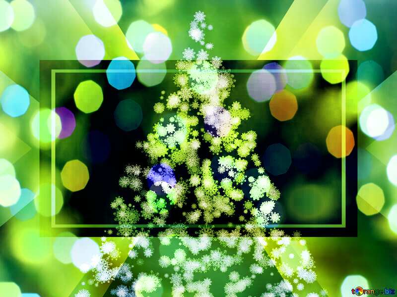 Christmas tree snowflakes bokeh lights card №40736