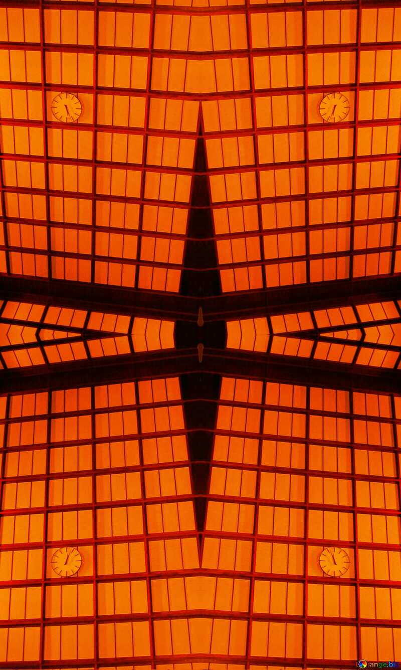 Geometric square pattern orange №221