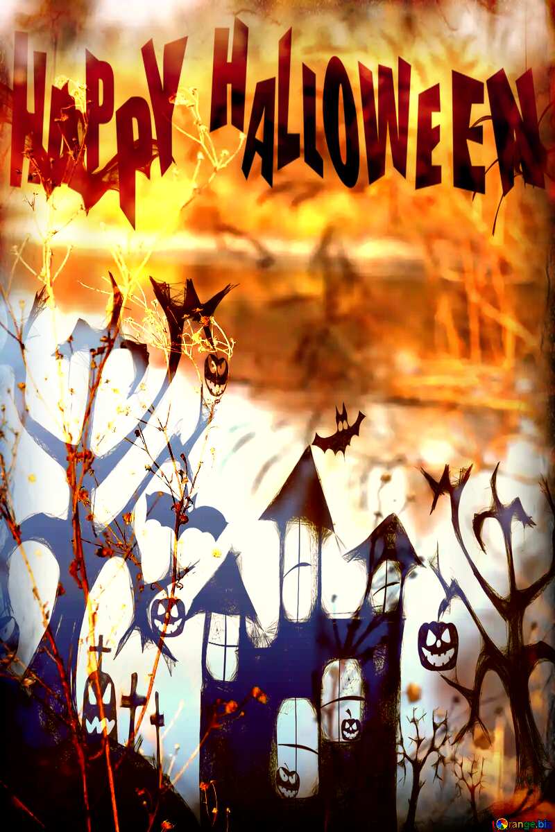 Autumn Lake Clipart Happy Halloween dark old frame №38628