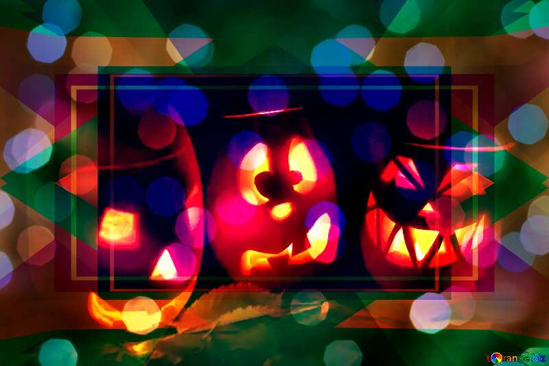  Pumpkins Bokeh Design Background Halloween №24317