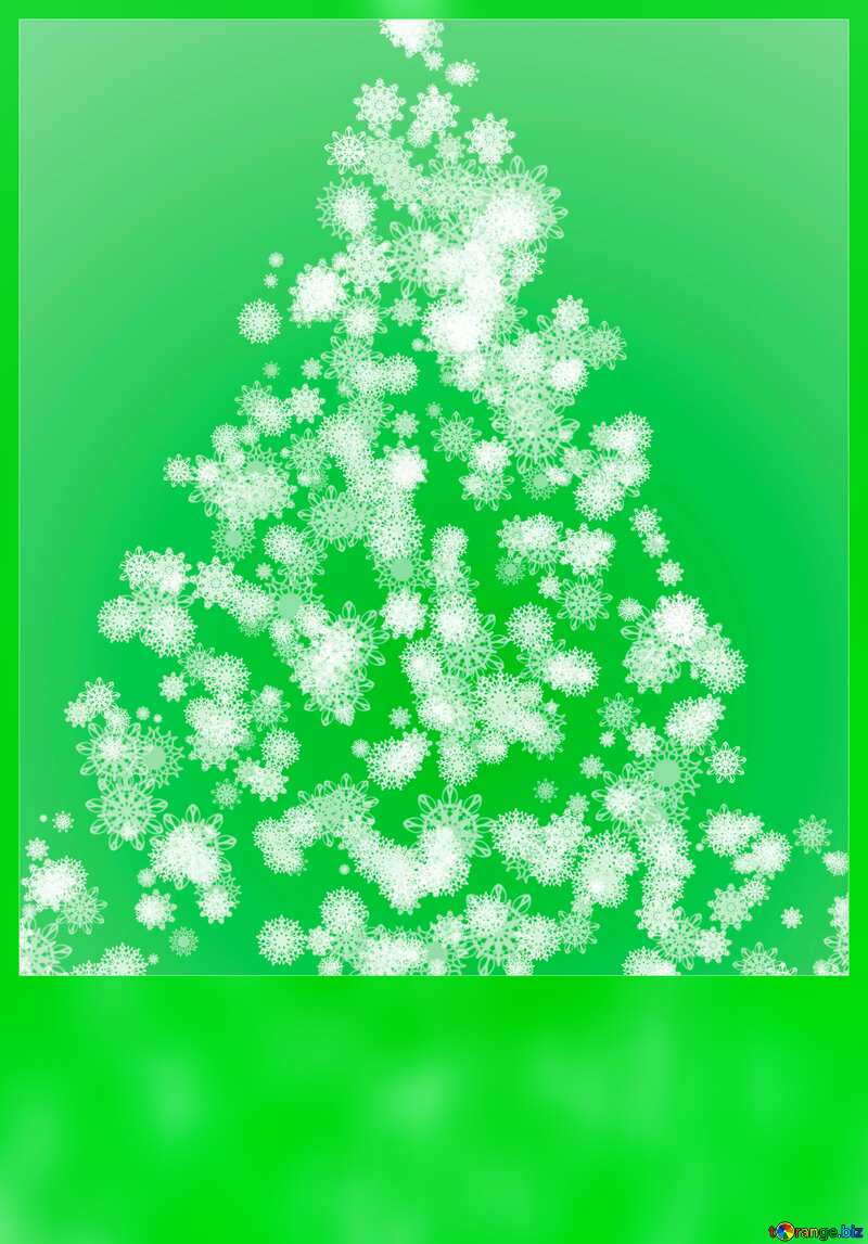 Christmas tree green snowflakes blank card  Clipart №40736