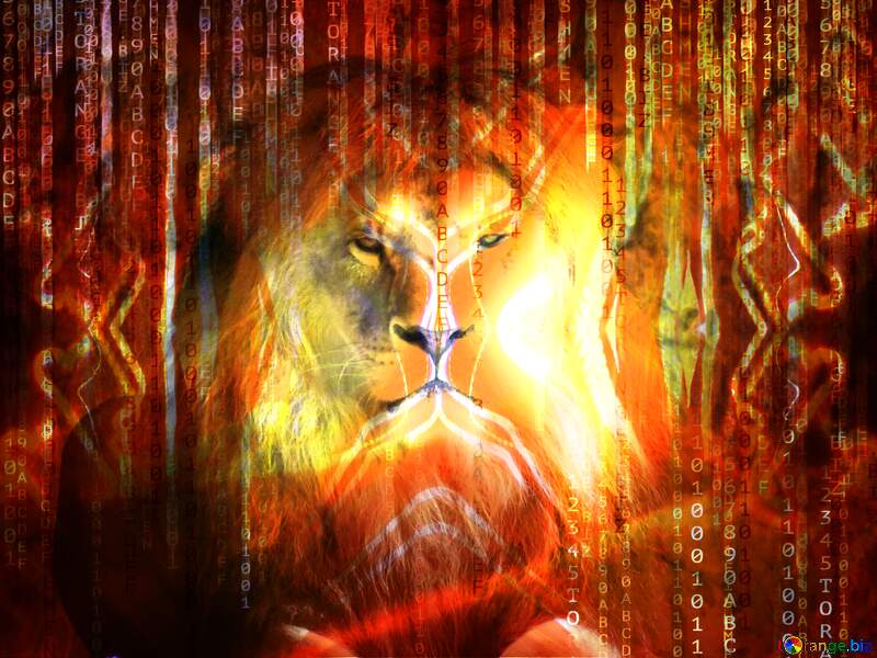 lion Digital technology background pattern light mosaic №44974