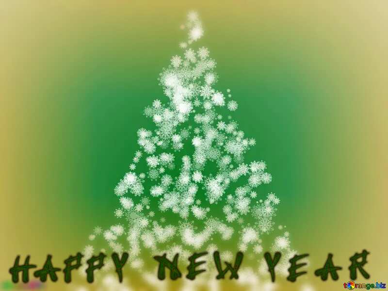 Happy new year  Clipart Christmas tree green snowflakes №40736
